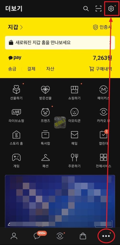 카카오톡 더보기 설정