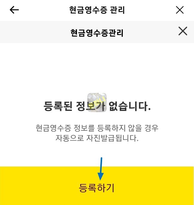 카카오톡 현금영수증 정보를 등록하지 않을 경우 자동으로 자진발급됩니다.