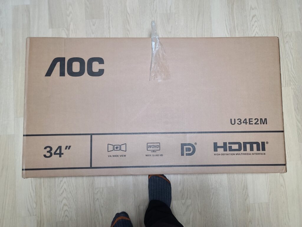 알파스캔 AOC U34E2M 34인치 울트라 와이드 모니터 택배 포장