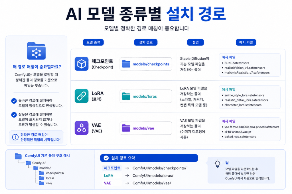 ComfyUI AI 모델 종류별 설치 경로