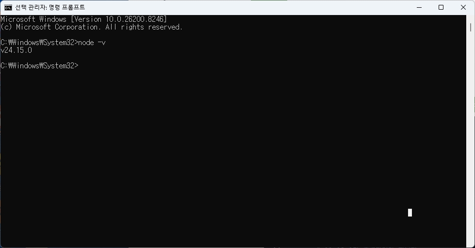 node.js 설치확인 명령어