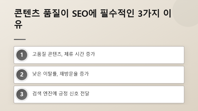 SEO 제목과 고품질 콘텐츠의 시너지를 보여주는 이미지